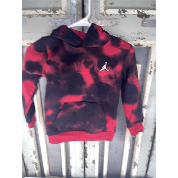 Nike Other - Nike Air Jordan Kids Reverse Tie Dye Pullover Hoodie Black Red Gym Sz 6 NWT